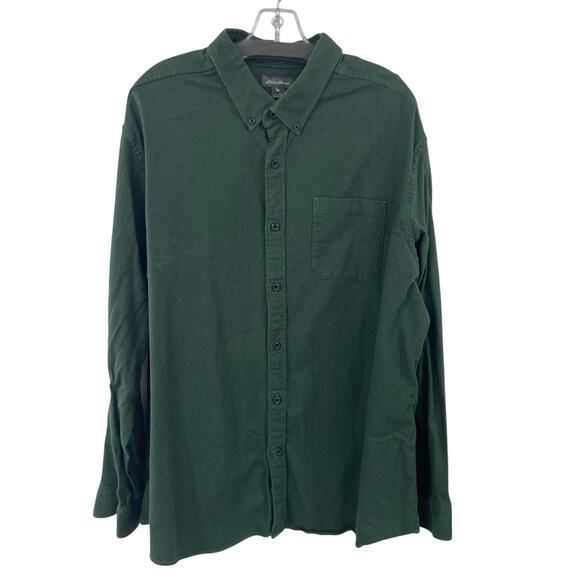 Eddie Bauer Dark Green Flannel Button Up Big and Tall Mens 2XL - Picture 1 of 8